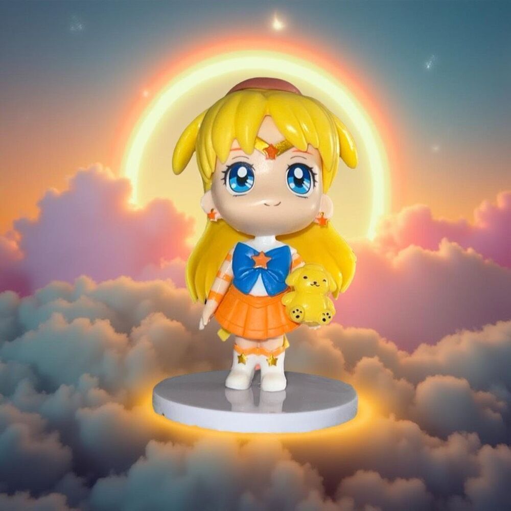 NIP Sailor Moon Venus & PomPomPurrin Figure Cake Topper PVC 3”